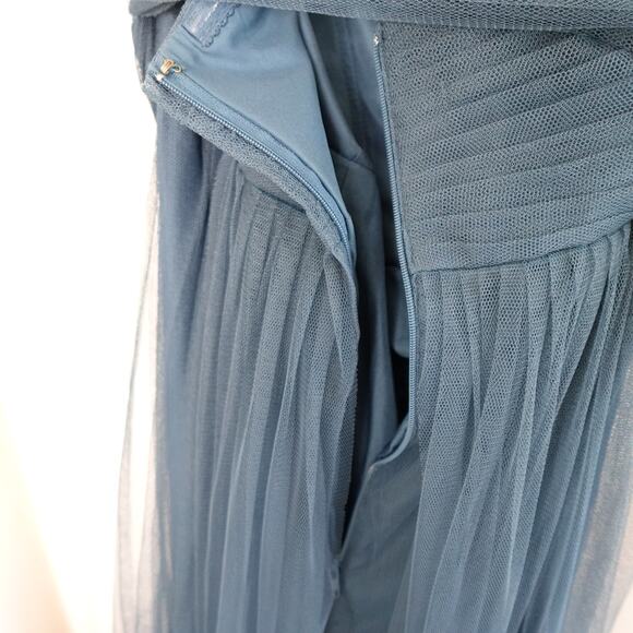 Jenny Yoo Annabelle Convertible Tulle Bridesmaid Dress Vintage Teal Strapless 4 - Picture 15 of 16
